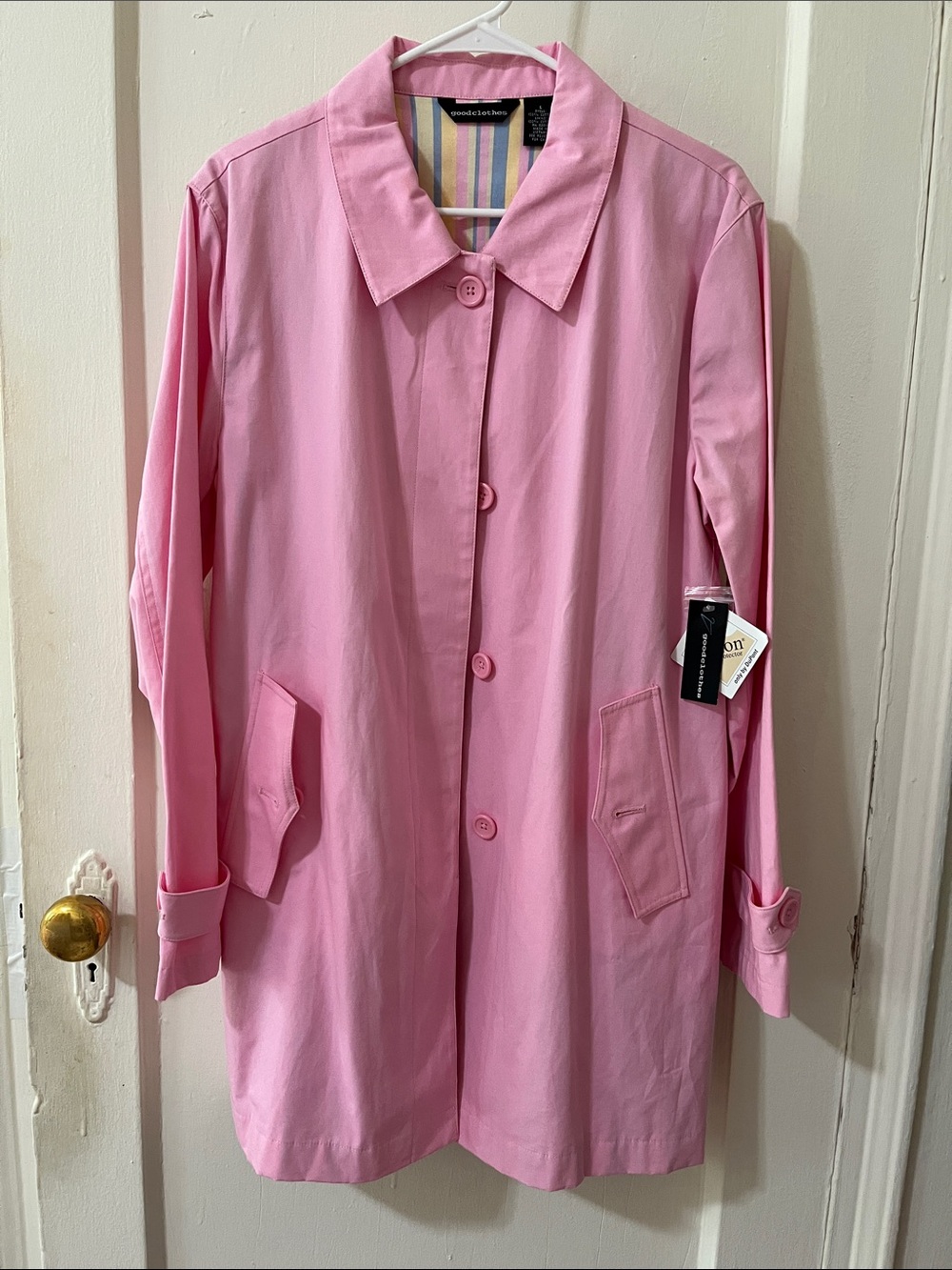 Goodclothes Pink Button-Front Trench Coat